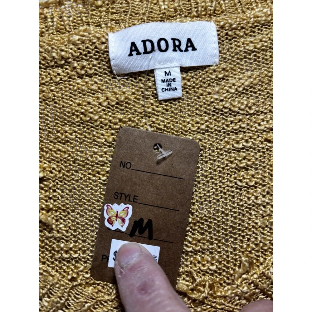 Adora Distressed Star Sweater Raw Hem Cotton Blend Golden Yellow M Boho Y2K‎ NWT